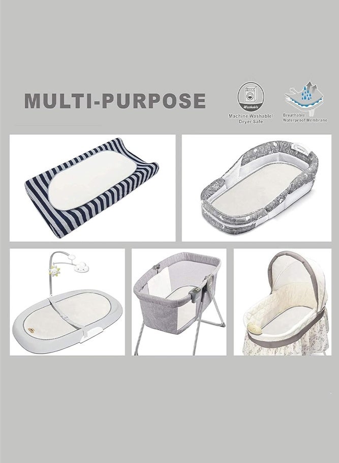 SHABILI 3PCS Baby Waterproof Changing Pad Liners for Newborns, Bamboo Fiber Leakproof Baby Changing Mat for Cribs Bassinets and Travel, Washable Changing Pad Cover Protects Mattress and Changing Table (White) - Image 3